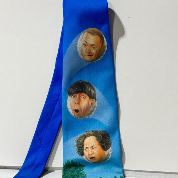 Vintage Ralph Marlin Neck Tie Three Stooges Blue 1996 Golf Theme Made In USA - Picture 2 of 9